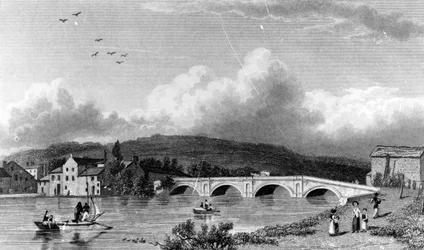 Strammongate Bridge, Kendal, graviert von E. Finden